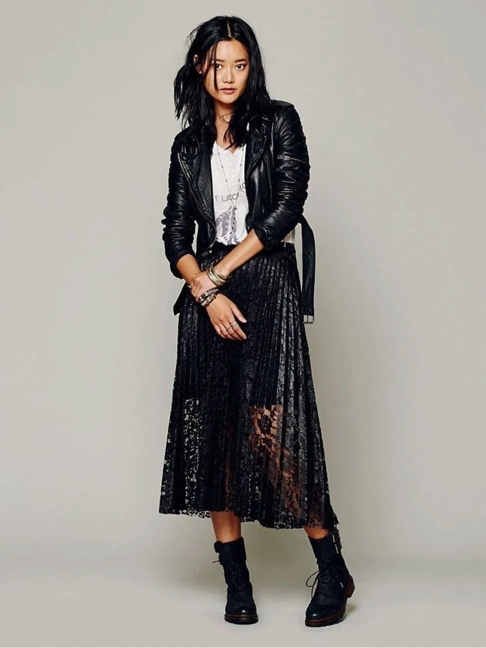 Free People Pretty Pleats Black Maxi Skirt Size 2